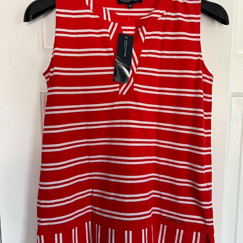Jones New York Red and White Striped Top